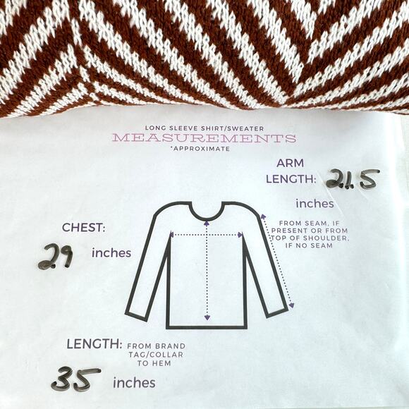 Stitch Fix Fortune + Ivy Womens Long Knit Cardigan Size XXL Chevron Stripe Rust - Picture 8 of 8